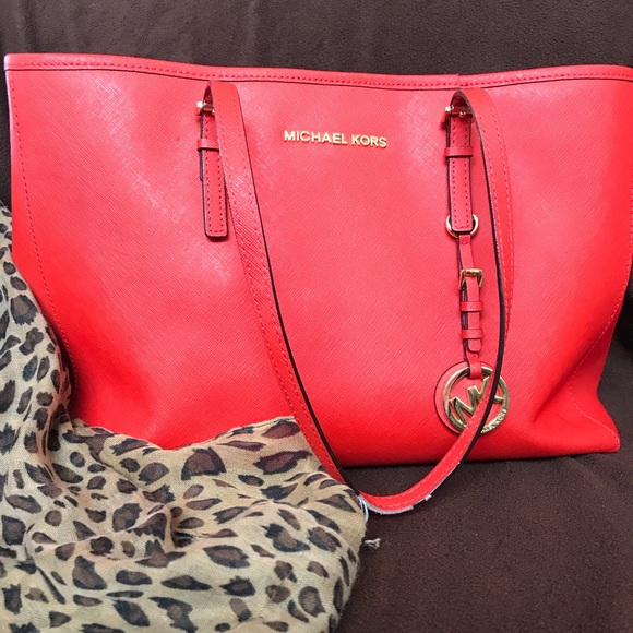 mk red handbag
